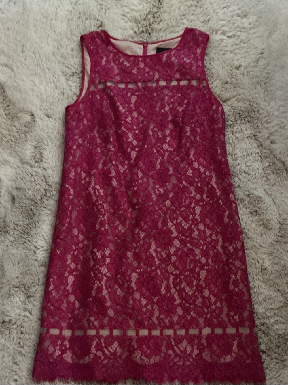 Adrianna Papell Girls Fuchsia Lace Overlay Dress